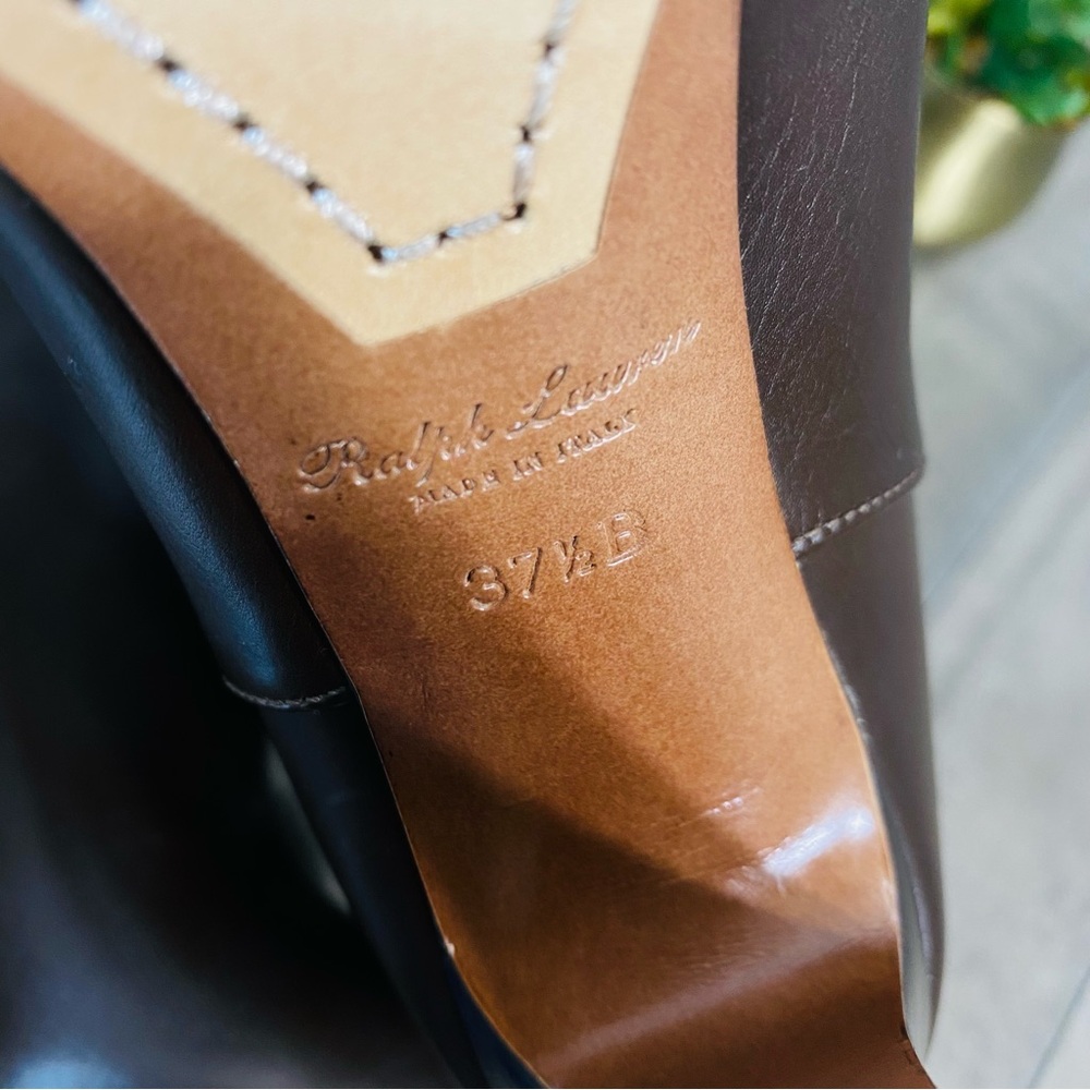 Ralph Lauren Purple Label Collection Nellie Leather Ankle-Buckle Booties Size 7B - Picture 9 of 10